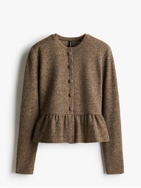 H&M Brown Peplum Knit Cardigan